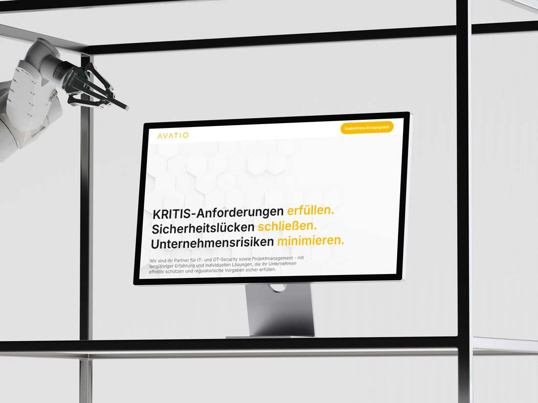 Avatio Landingpage auf dem Computer.