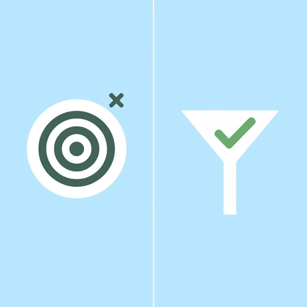  Before and after comparison showing random prospecting versus targeted lead research approach