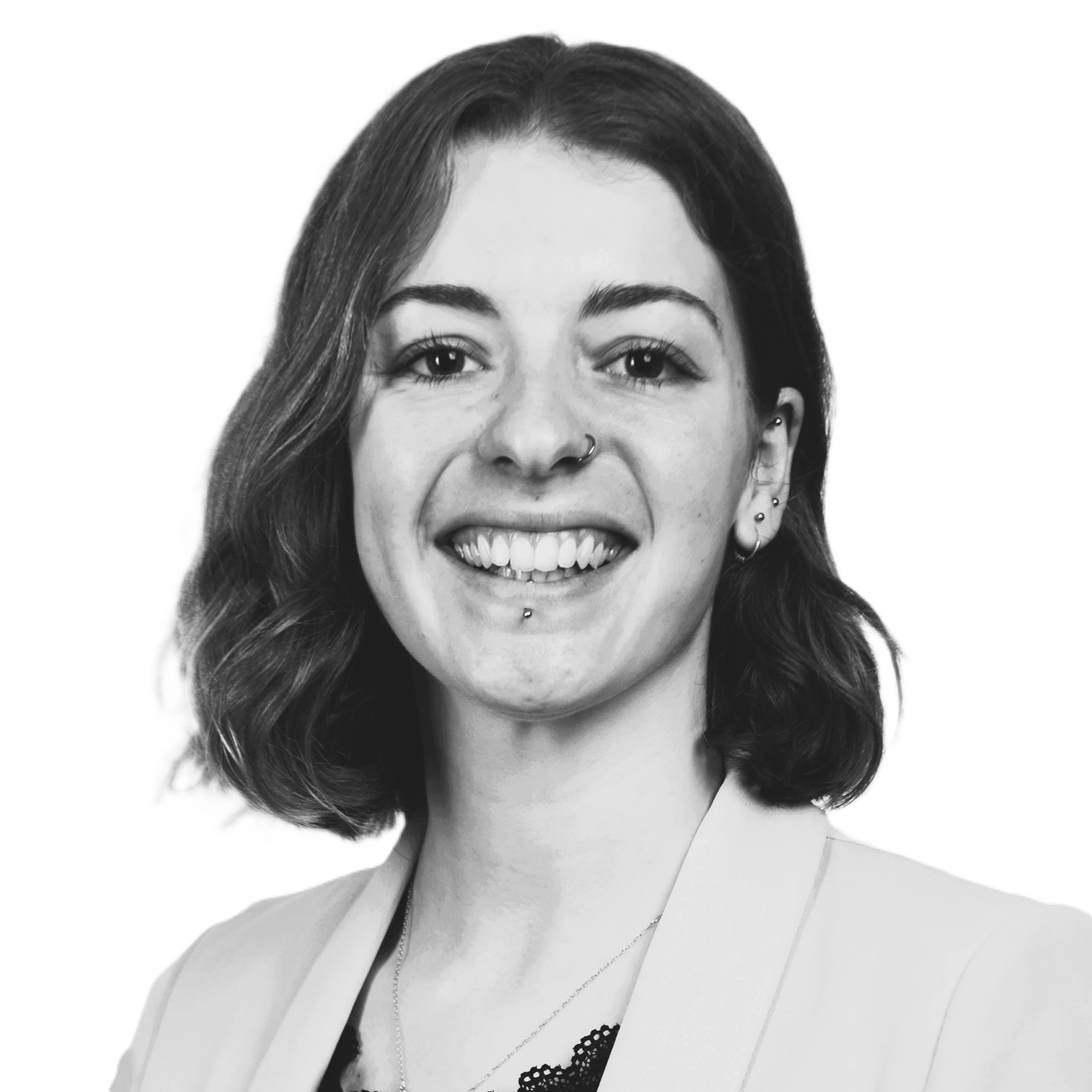 Black and white profile picture of Holly Smith who is an Associate Partner at KanataQ