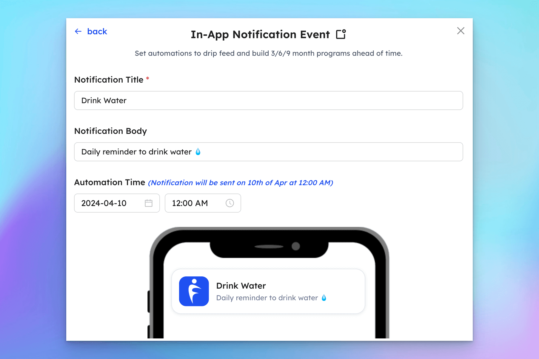 hubfit calendar automation - notifications