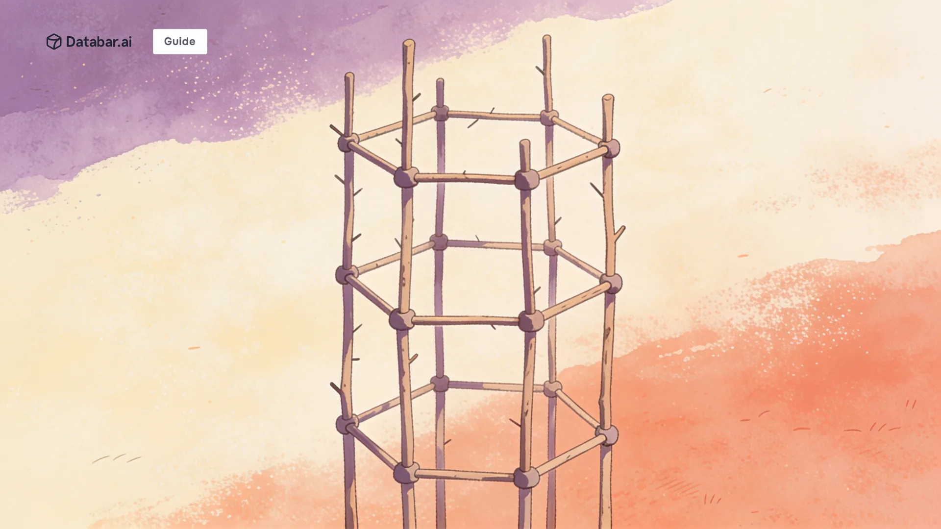 Illustration of a bare jointed structural lattice of rods and connectors standing upright — How to Build a Revenue Intelligence Data Skeleton for Your GTM Team (2026)