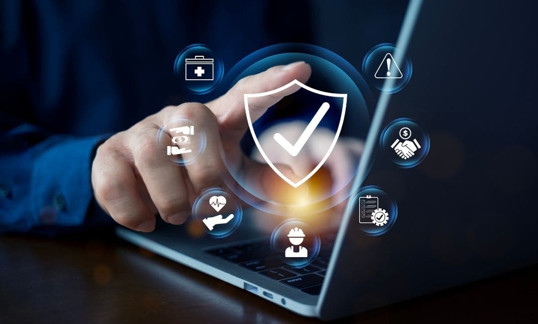 Visual representation of AI safety protocols and data security checklist