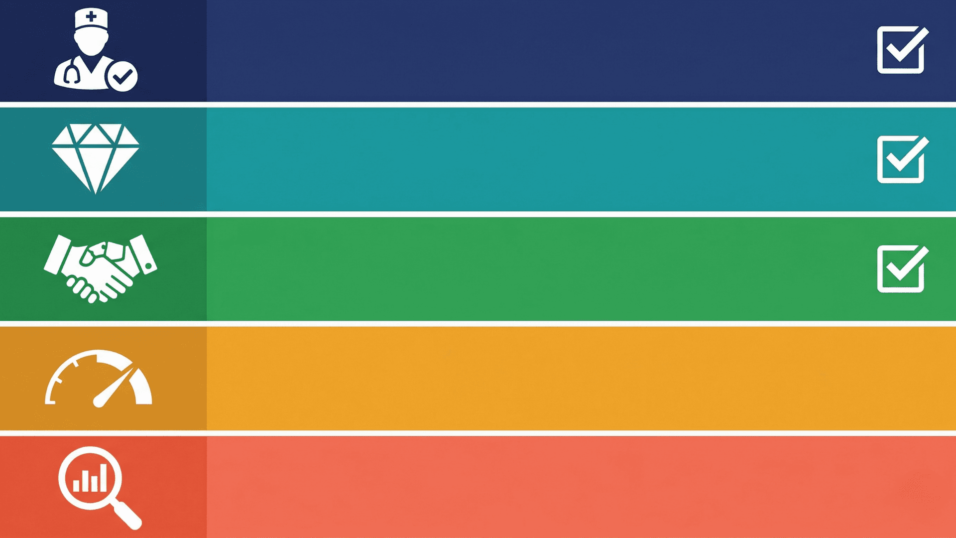 医療コンテンツ担当者が取るべき5つのアクションを示すチェックリスト形式のイラスト