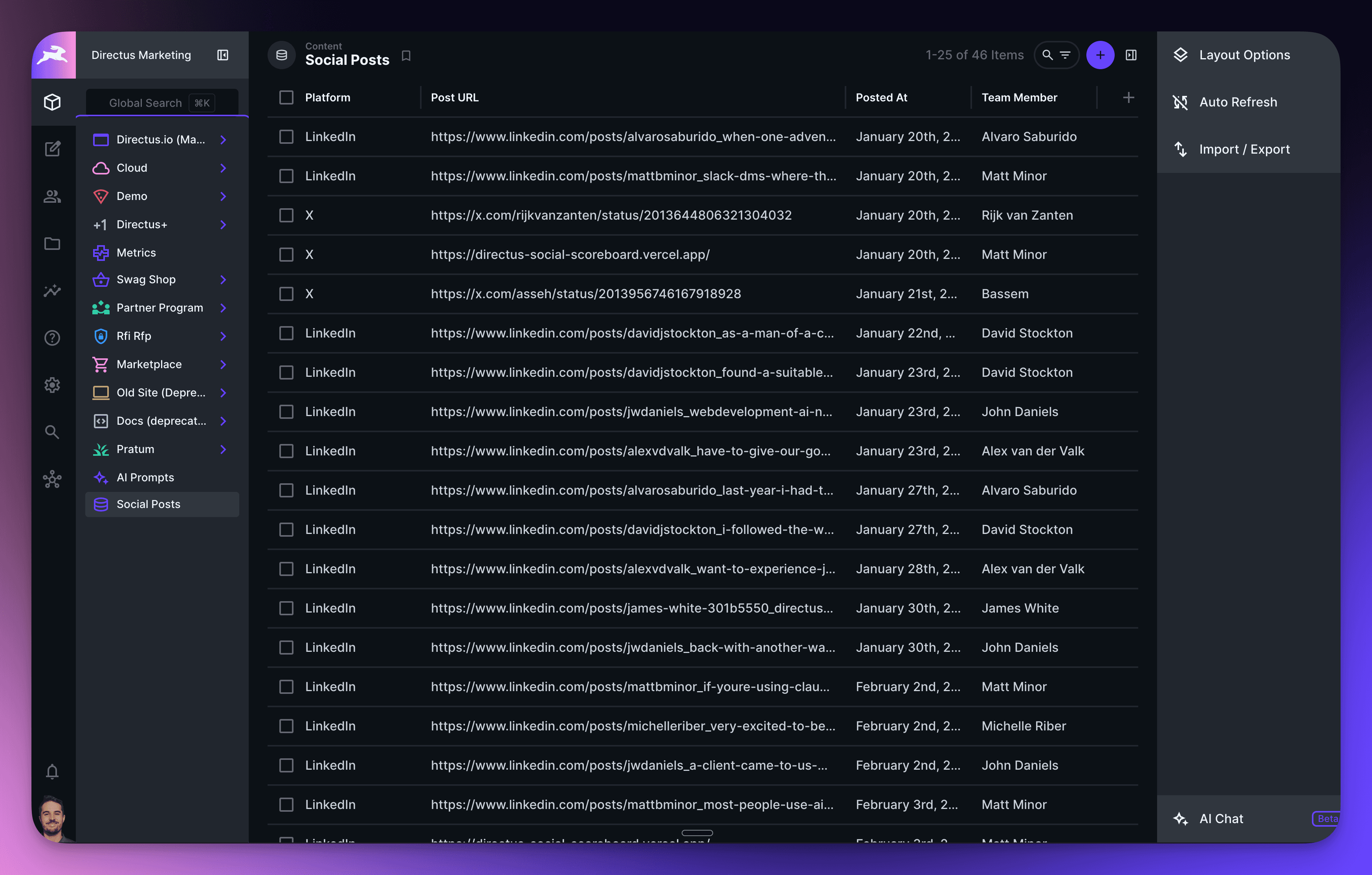 Directus Backend