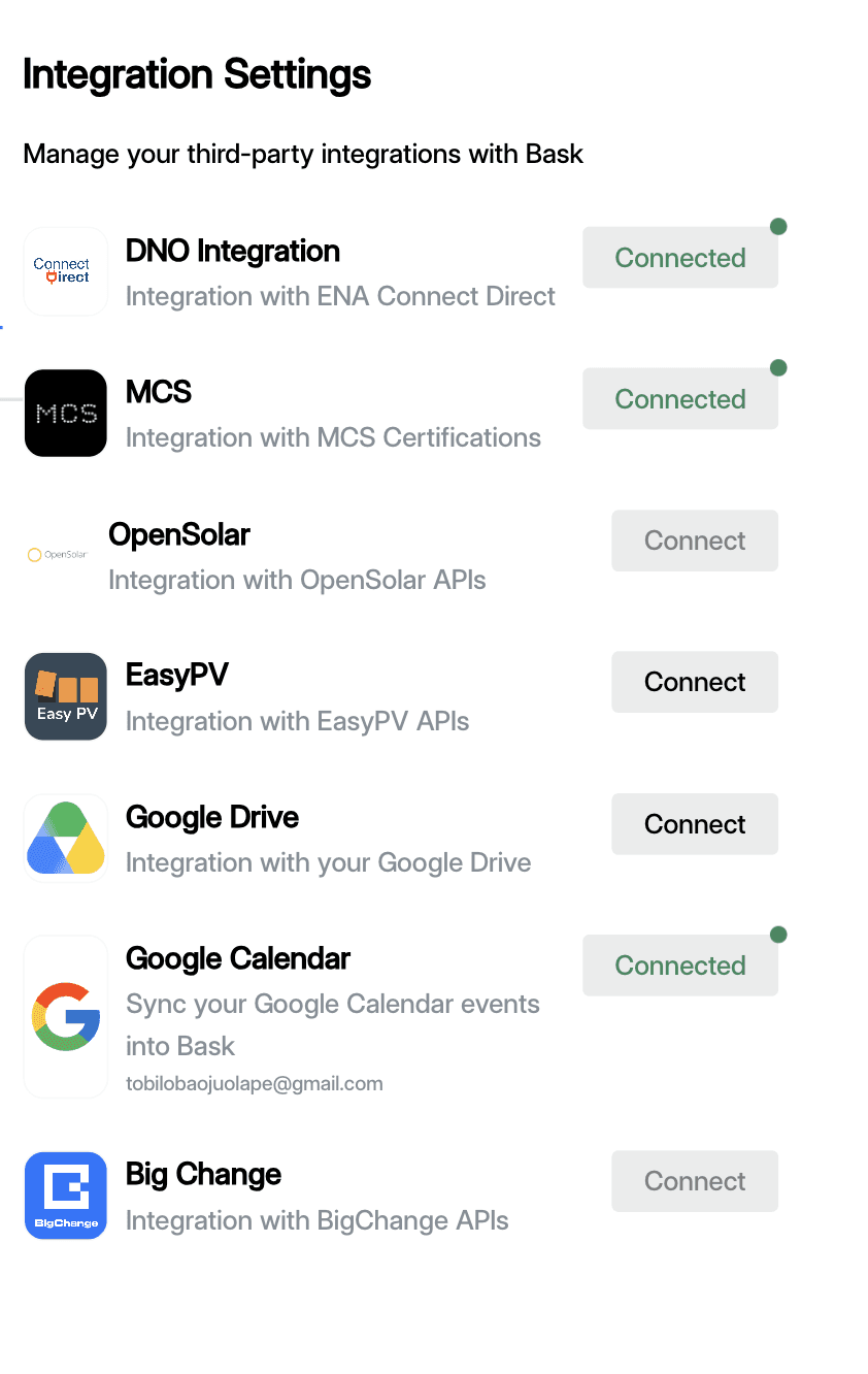 An image of Bask Energy's budget ui