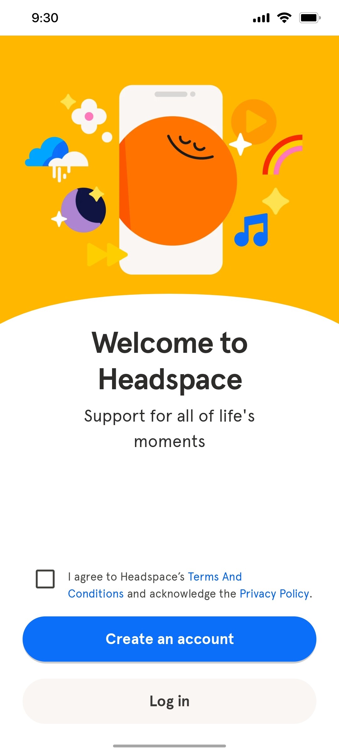 Headspace Welcome Screen 