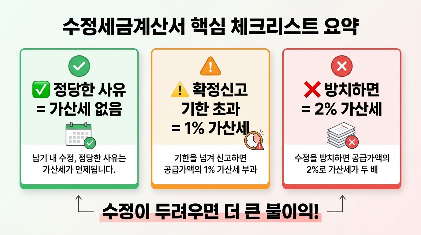 수정세금계산서 핵심 체크리스트 요약