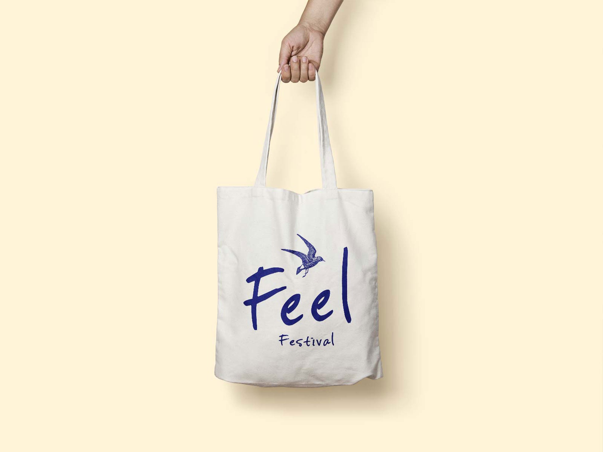 The Feel logo printed on a bag