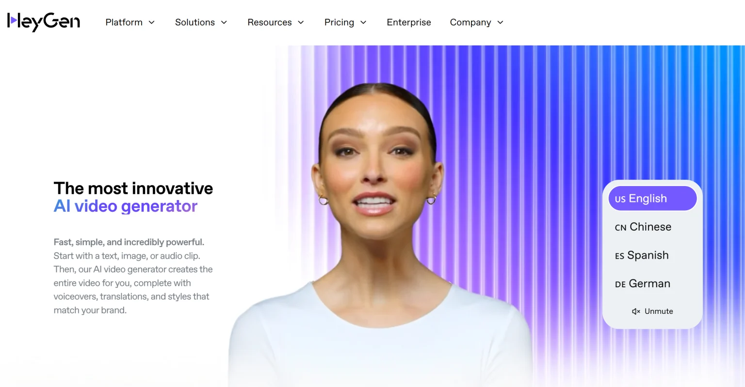 HeyGen platform showing AI avatar selection and talking-head video generation