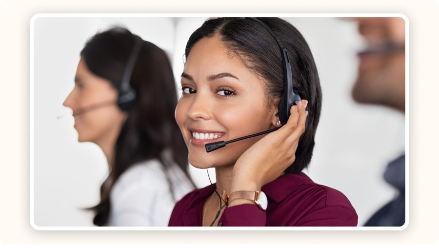 Woman wearing a headset