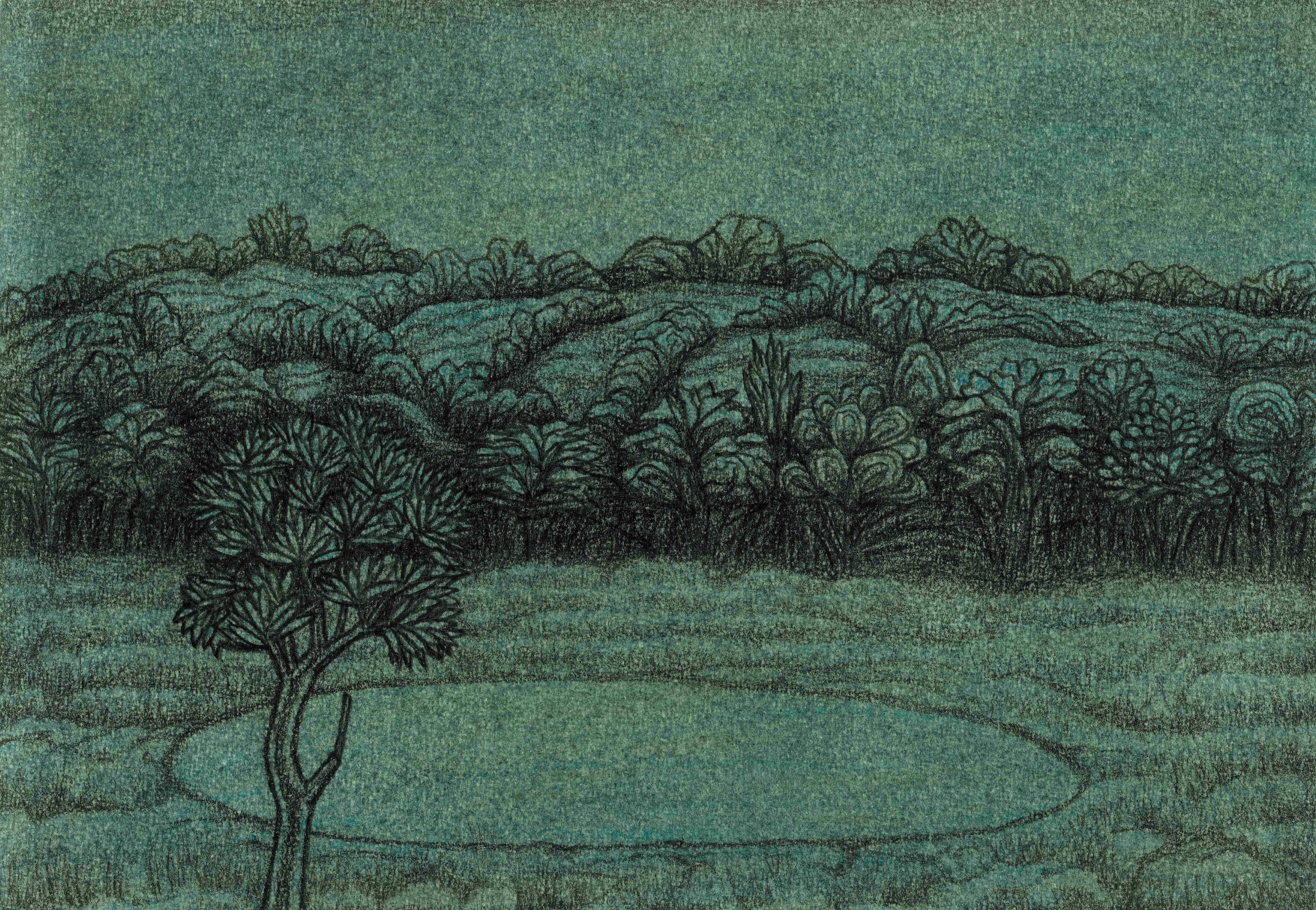 herd of sheep on road painting