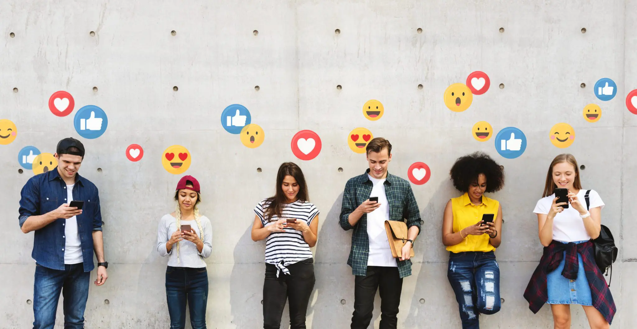 Students engaged on their phones while accessing social media