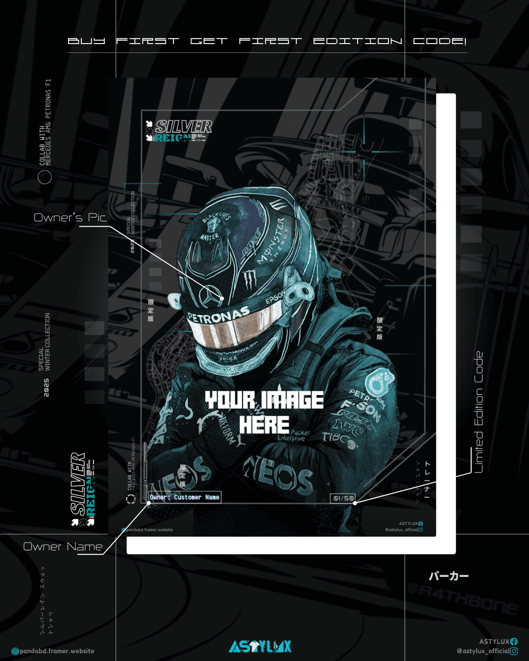 Silver Reign / Mercedes F1 Inspired Sweatshirt Ownership Card
