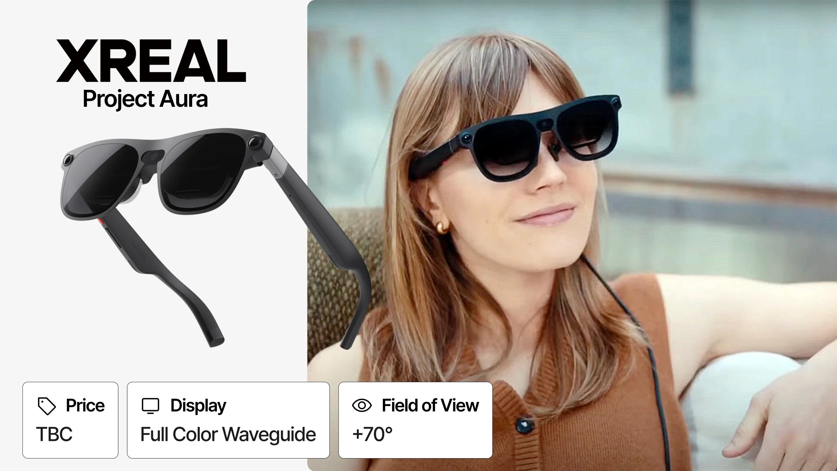 XREAL Project Aura AR glasses product overview — price, field of view, and display specs