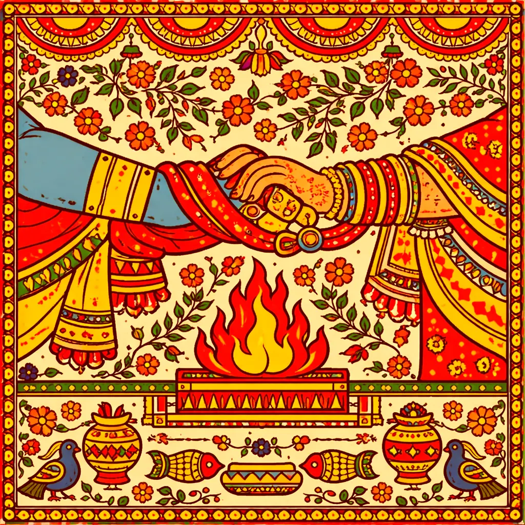 wedding pic- showing the hands of bride and groom - holding performing a ritual