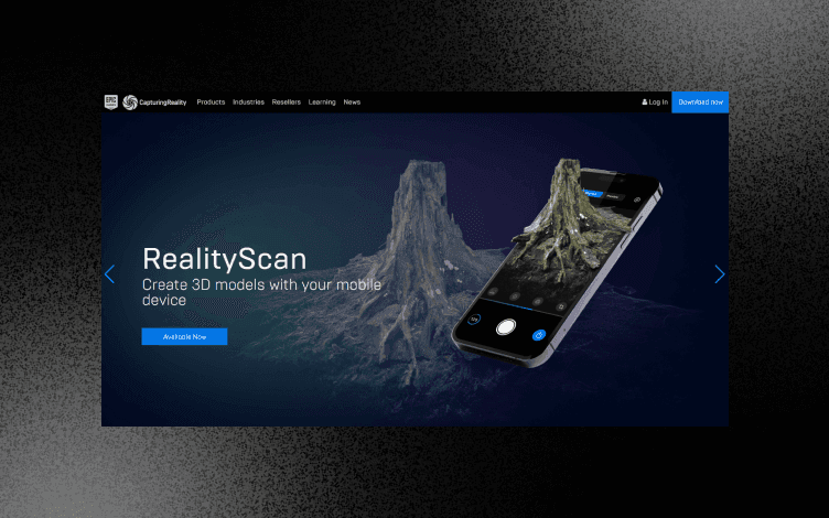 Landing page of a photogrammetry software