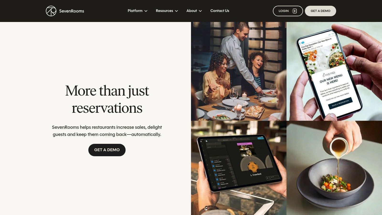 SevenRooms dashboard showing guest data and reservation management