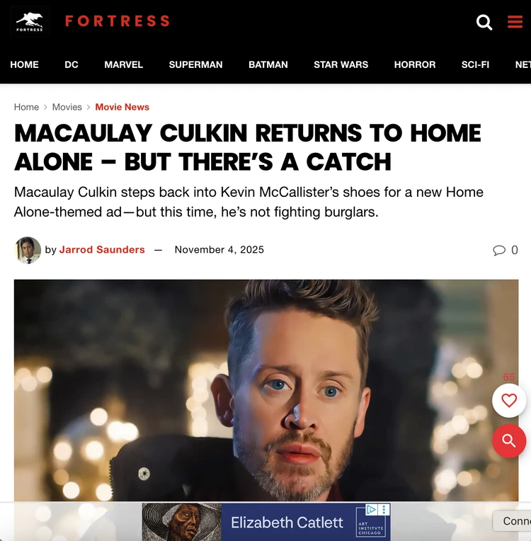 screenshot from a news website Fortress