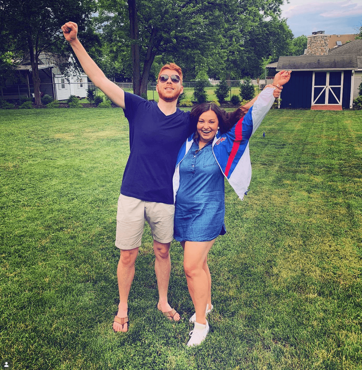 Erik Nowicki celebrating outdoors