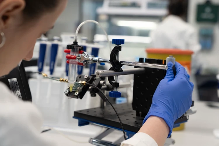 Microscope and laboratory equipment used for medical testing and analysis