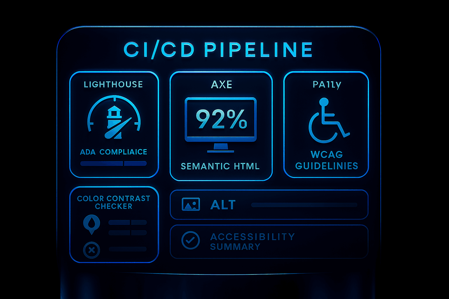 Automated accessibility testing in CI/CD pipeline using Lighthouse, Axe, and Pa11y