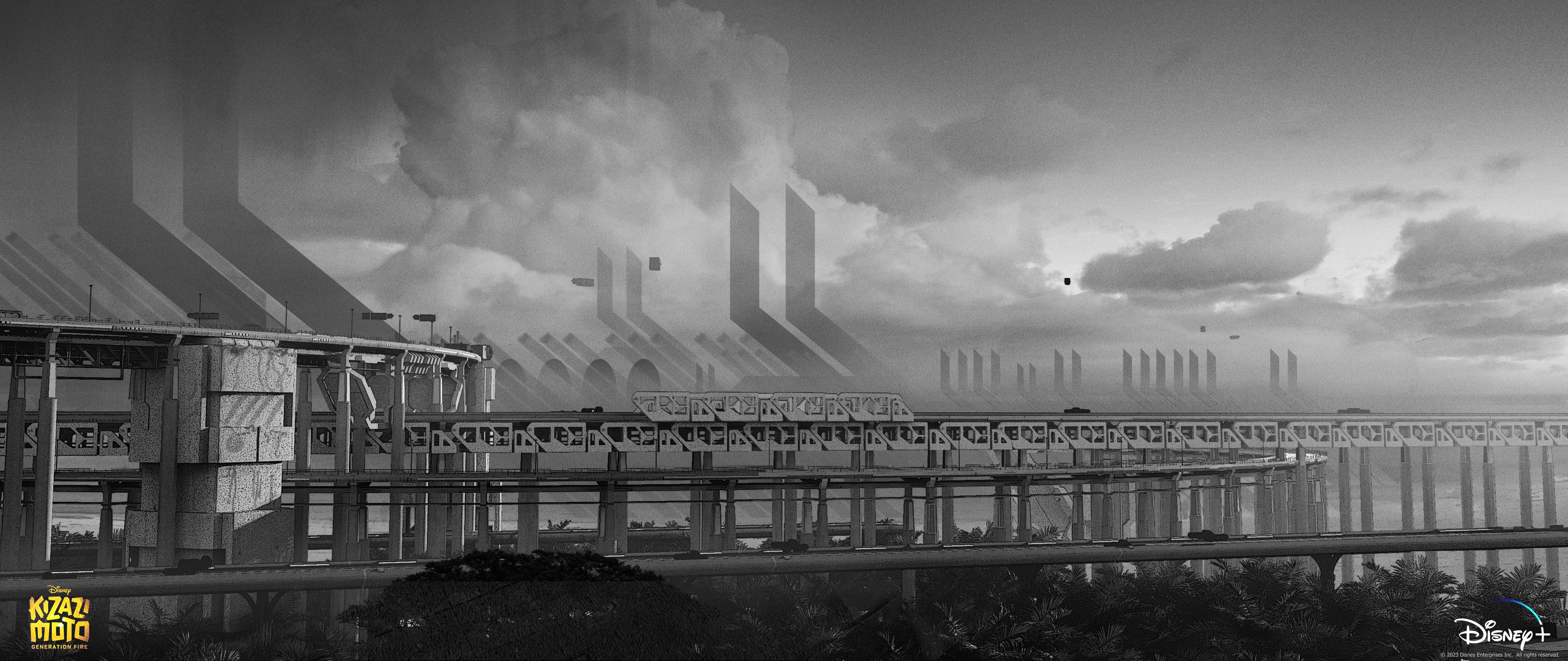 Kizazi Moto visual development – detailed scene exploring tone and spatial design