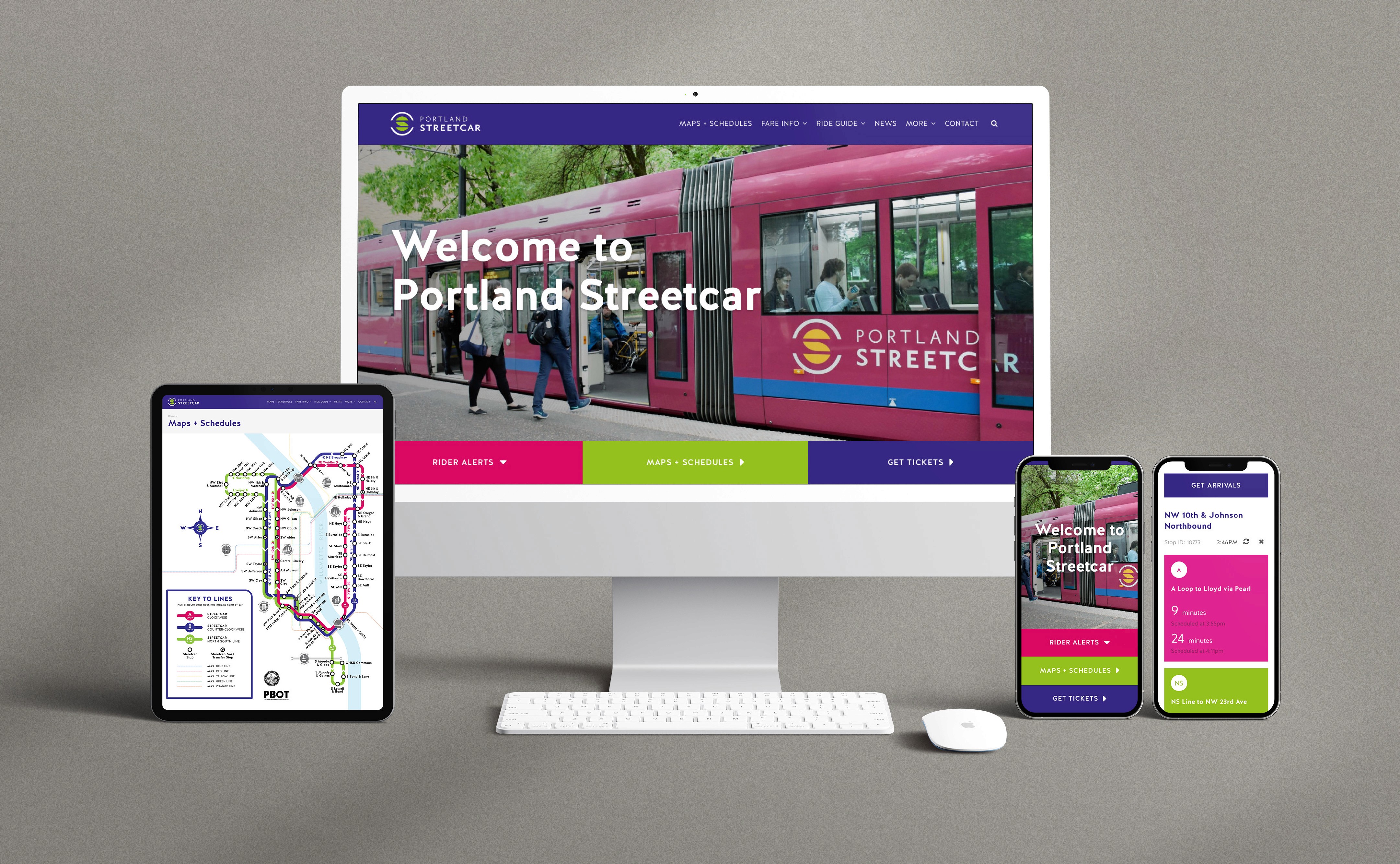 transit responsive website design and development for portland streetcar new brand