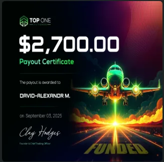 Preuve de payout Top One Futures d'un membre LST