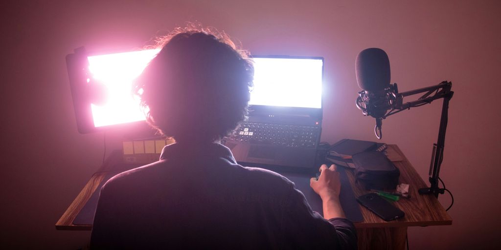 a person sitting in front of a computer