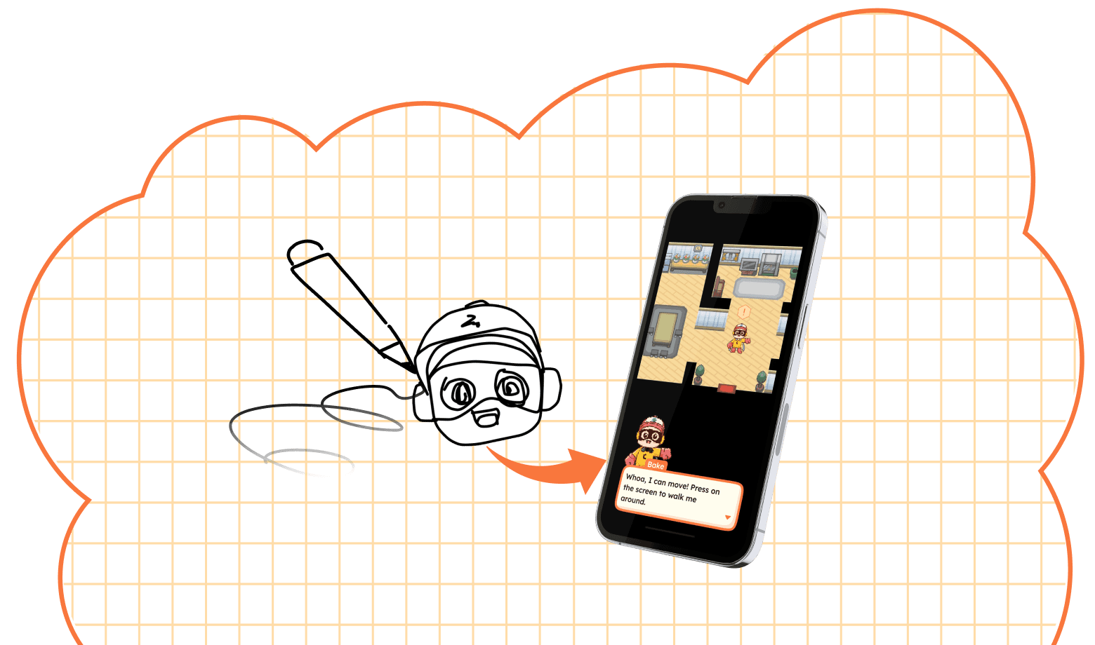 Game characters created from drawings and photos, brought to life in a mobile world where players build interactive characters and evolving stories