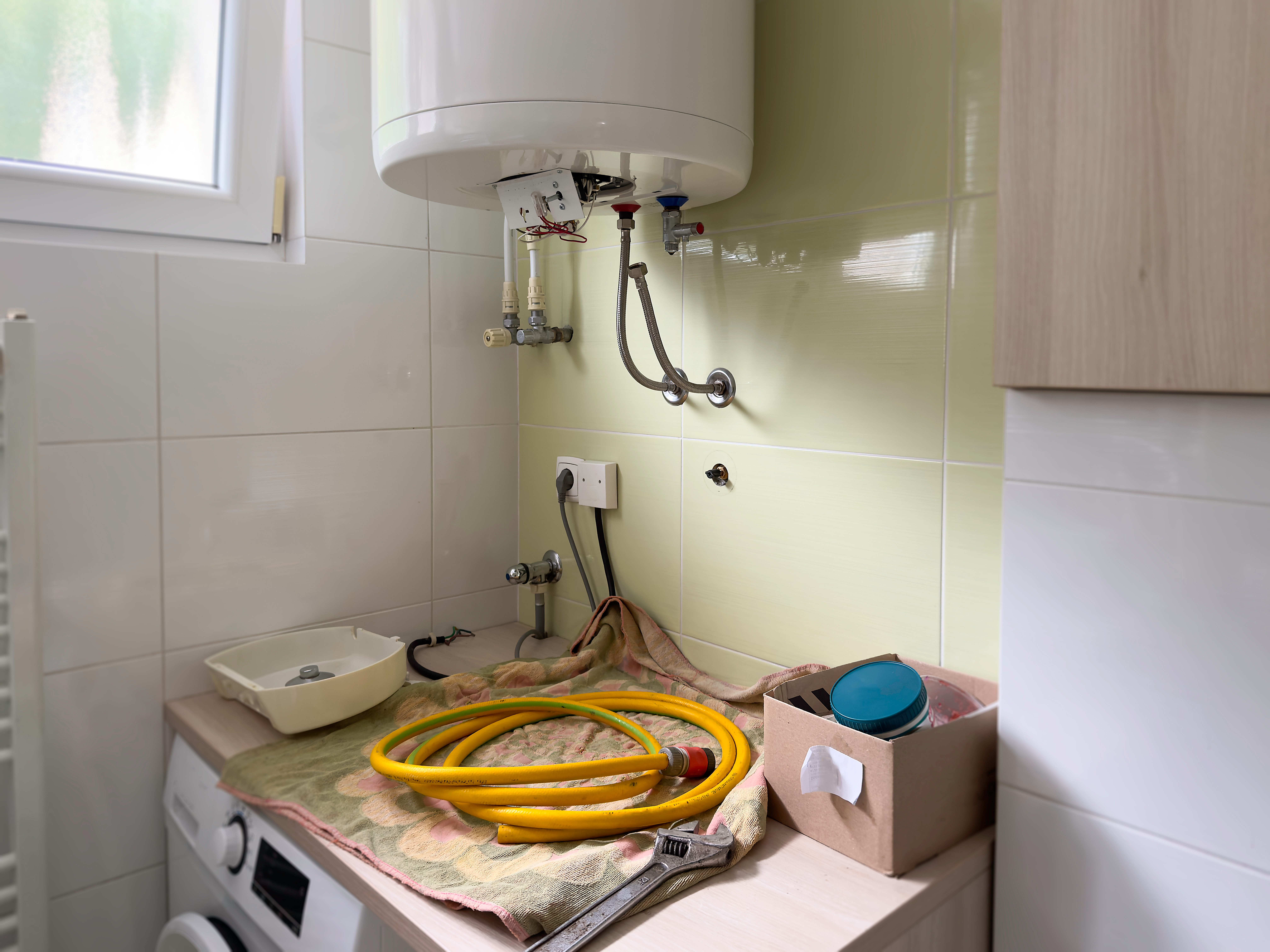 The front of a boiler installation