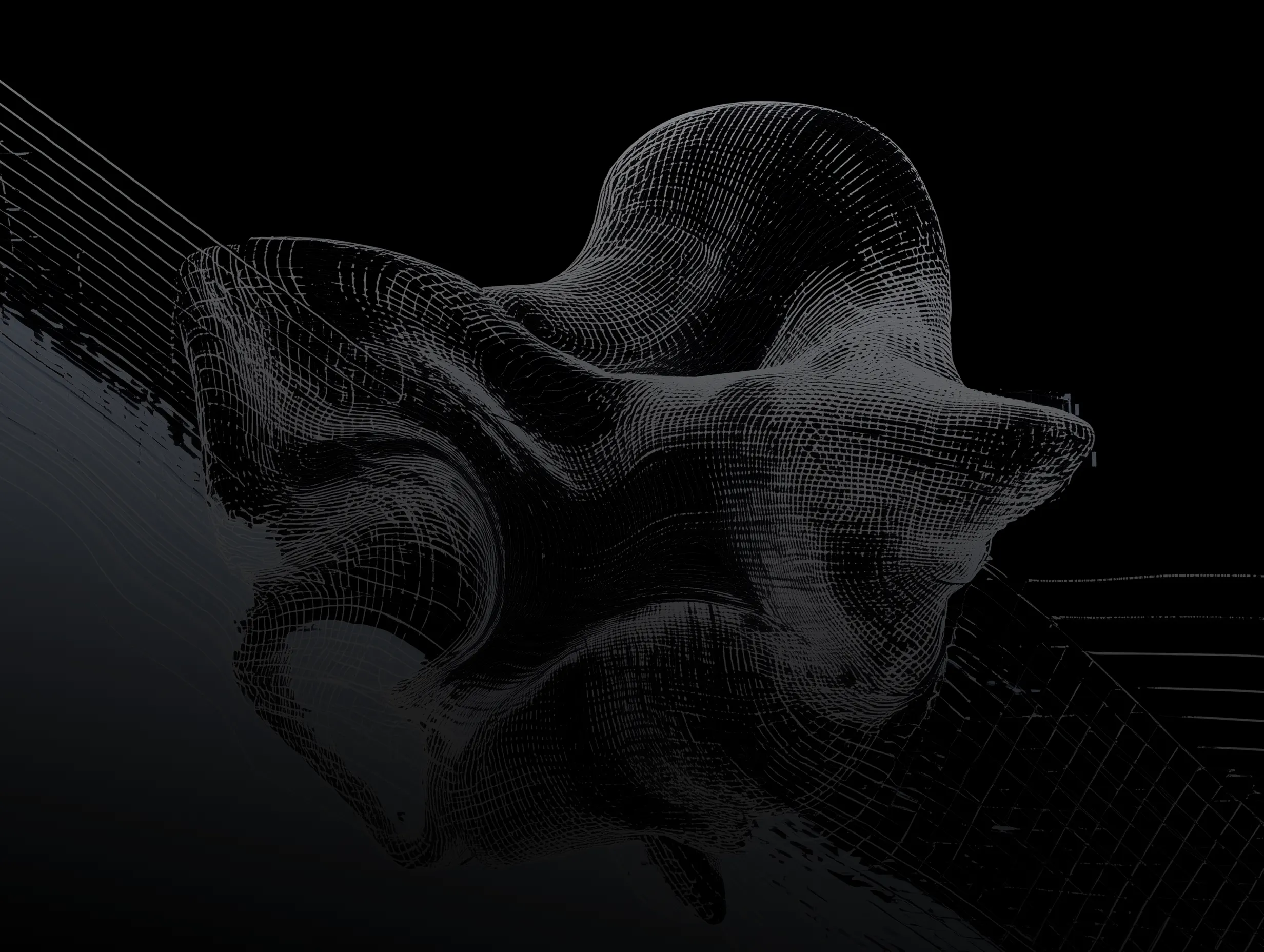 Fabric mesh on a black background