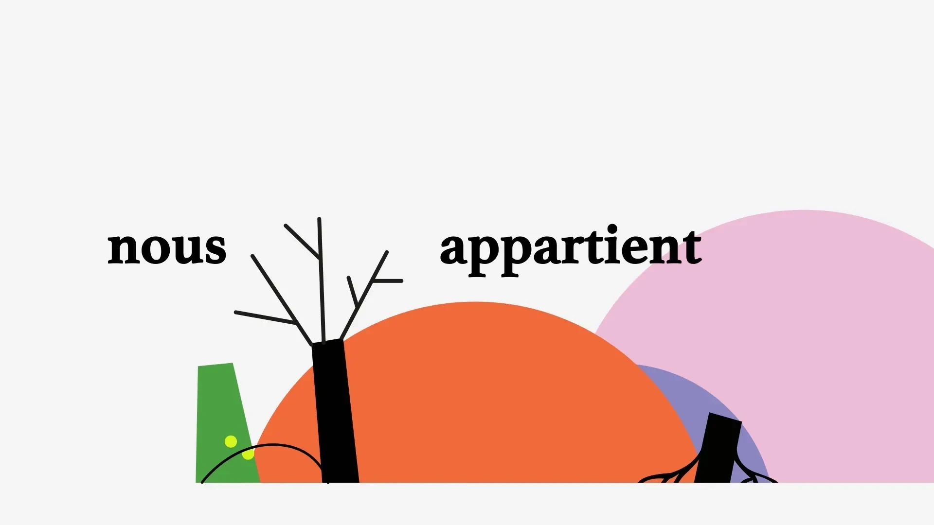 Animation d'éléments visuels et interactions numériques pour le projet environnemental Arbres-Mondes par Killian Guenier.