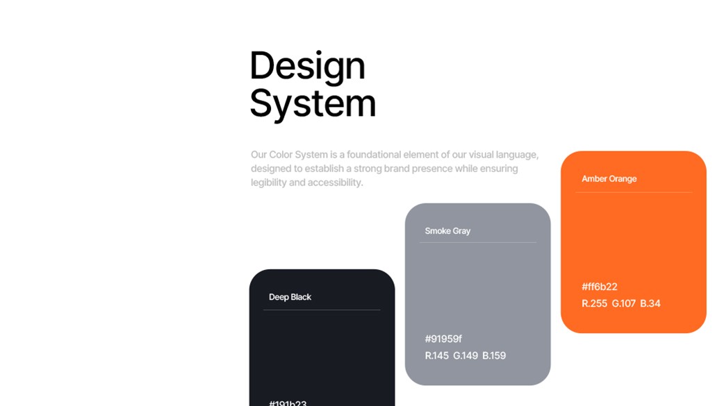 주요 브랜드 색상으로 구성된 디자인 시스템 컬러 가이드