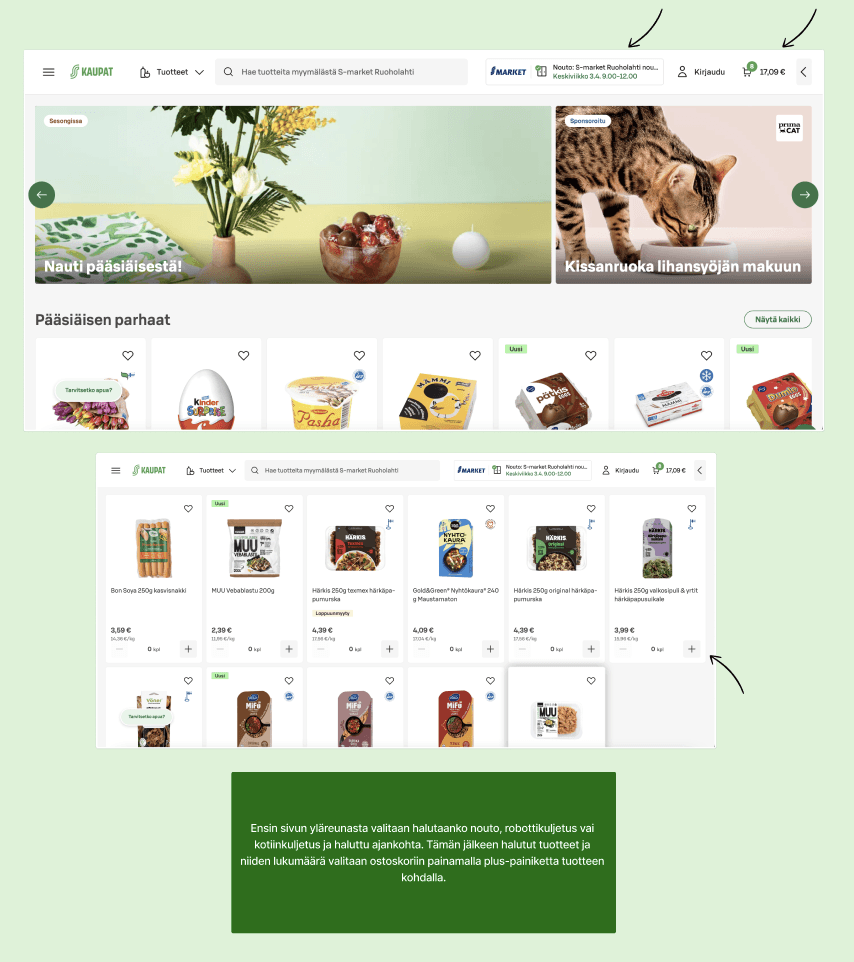 Screenshots of the S-Kaupat online store