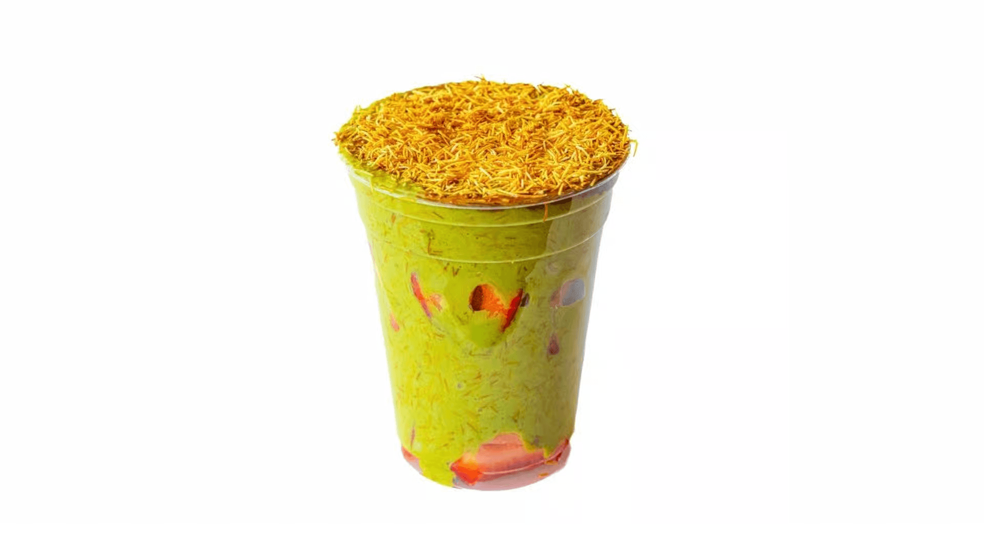 Pistachio dessert cup with crispy topping