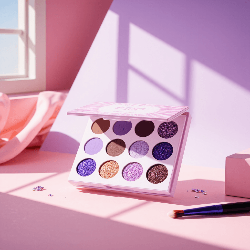 product photography of a palette of eyeshadow