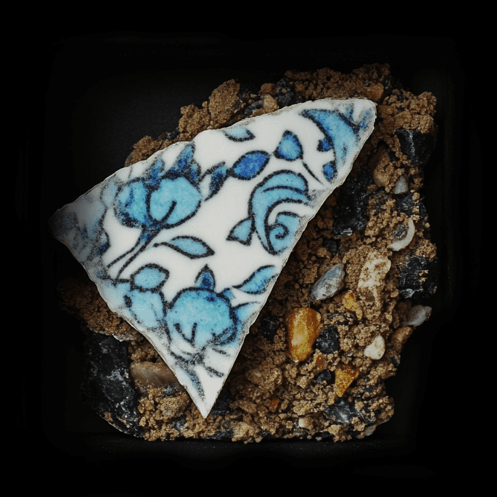 Collection of materials in a dark box