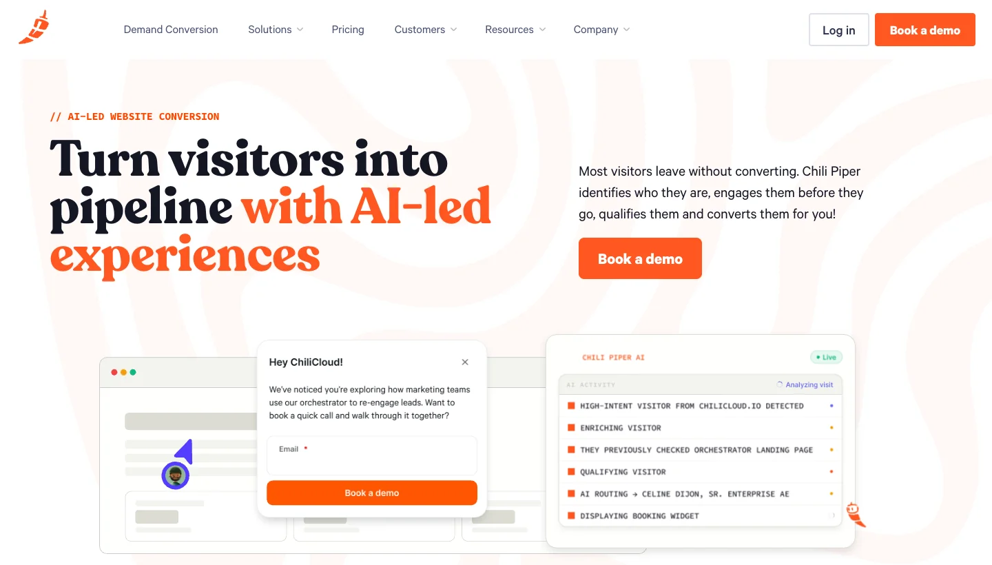 Chili Piper homepage: inbound lead routing and meeting scheduling platform