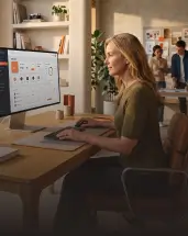 Woman designing custom user interface