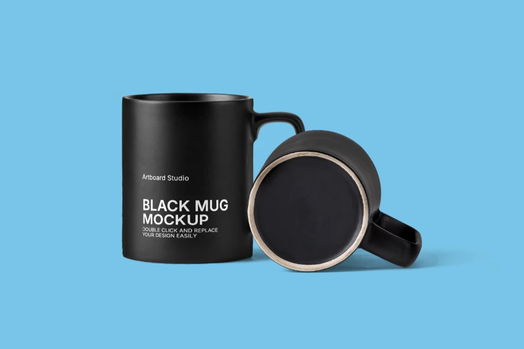 Black mug mockup