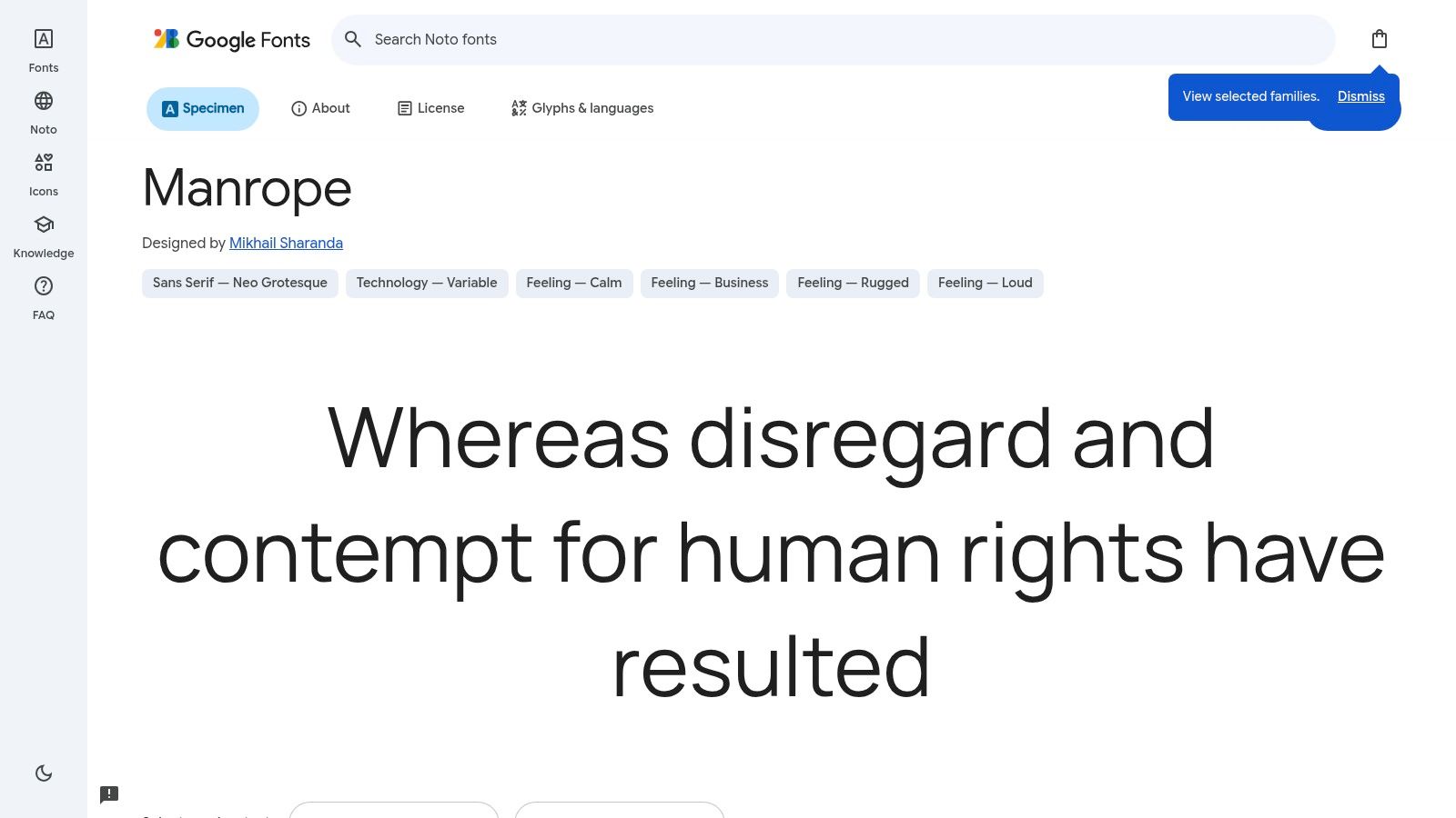 Manrope font displayed on a website design