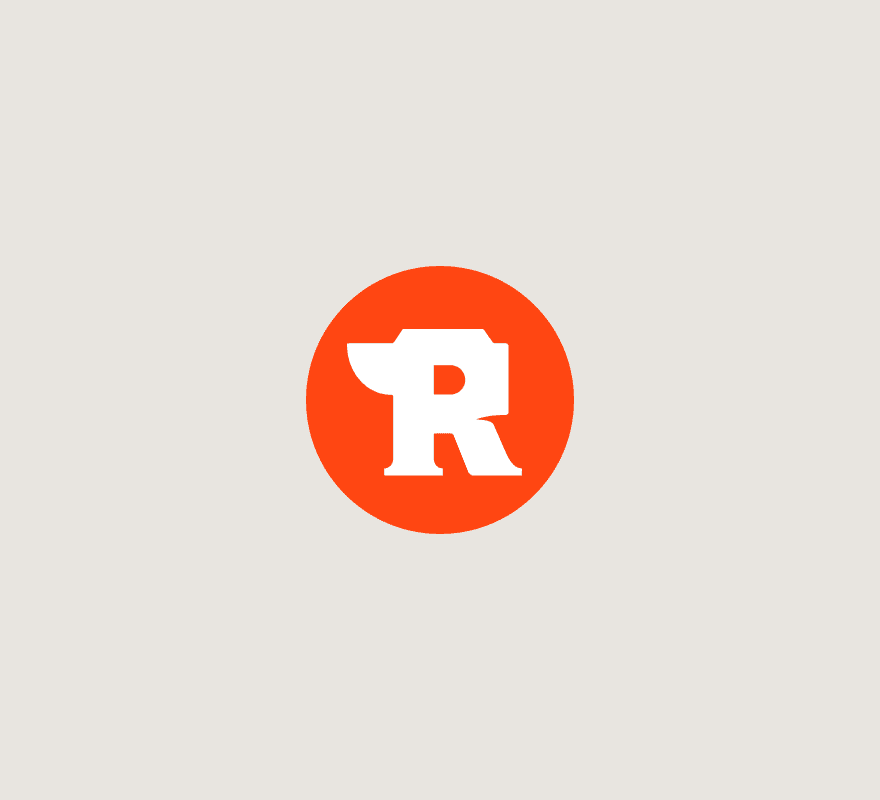 'R' icon featuring a stylized anvil.