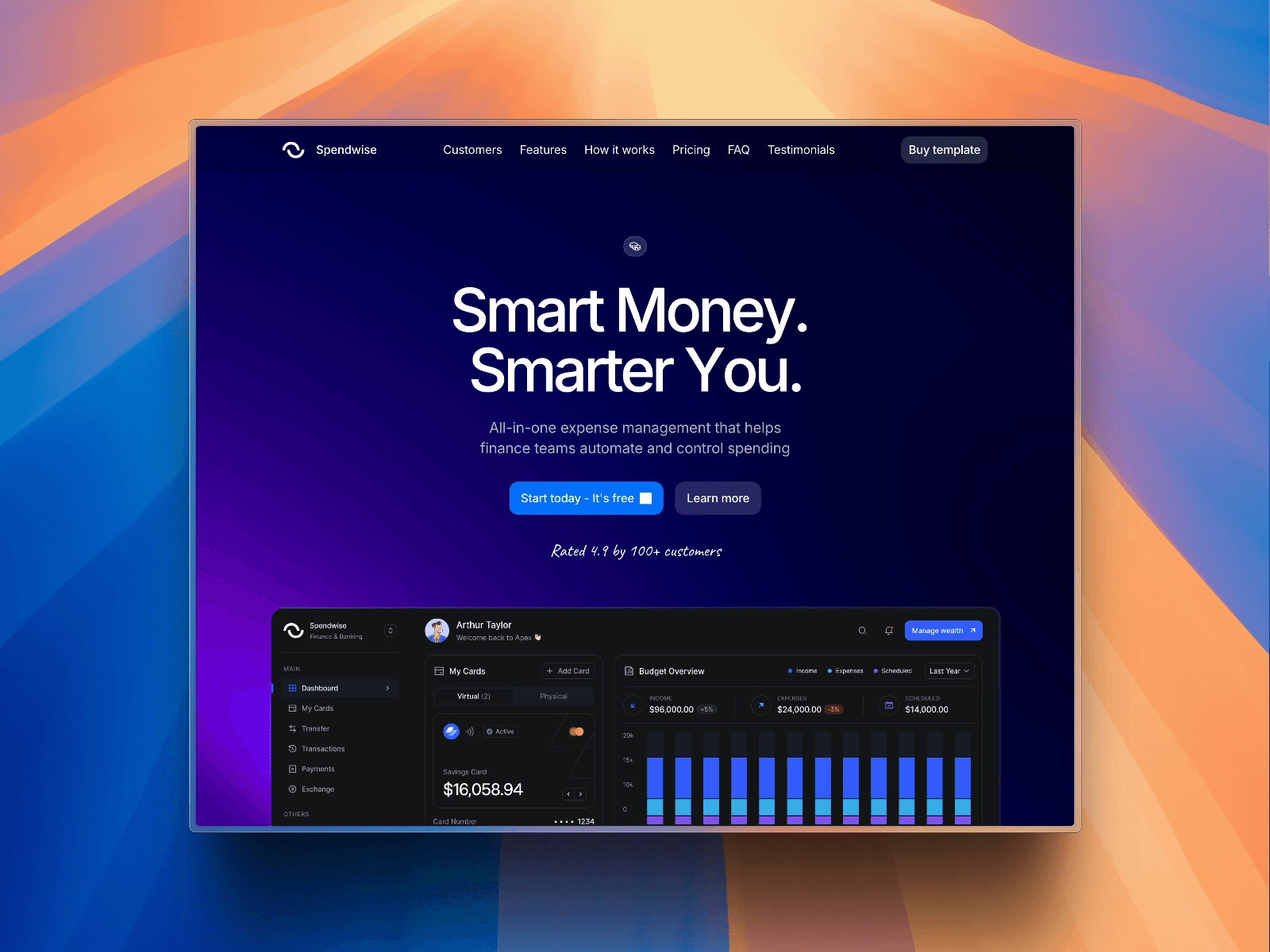 Top 13 Dark SaaS Website Templates - Spendwise