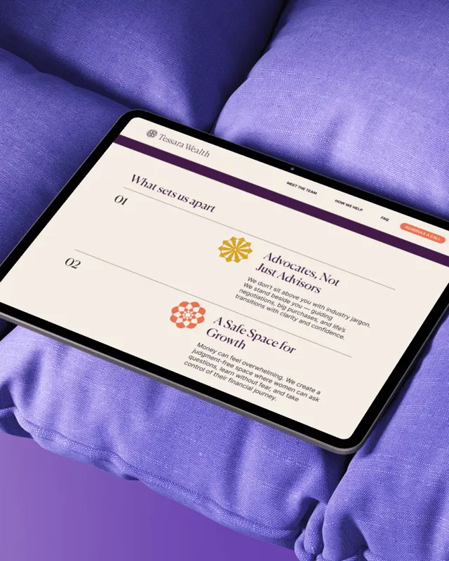 Tessara Wealth website on a tablet
