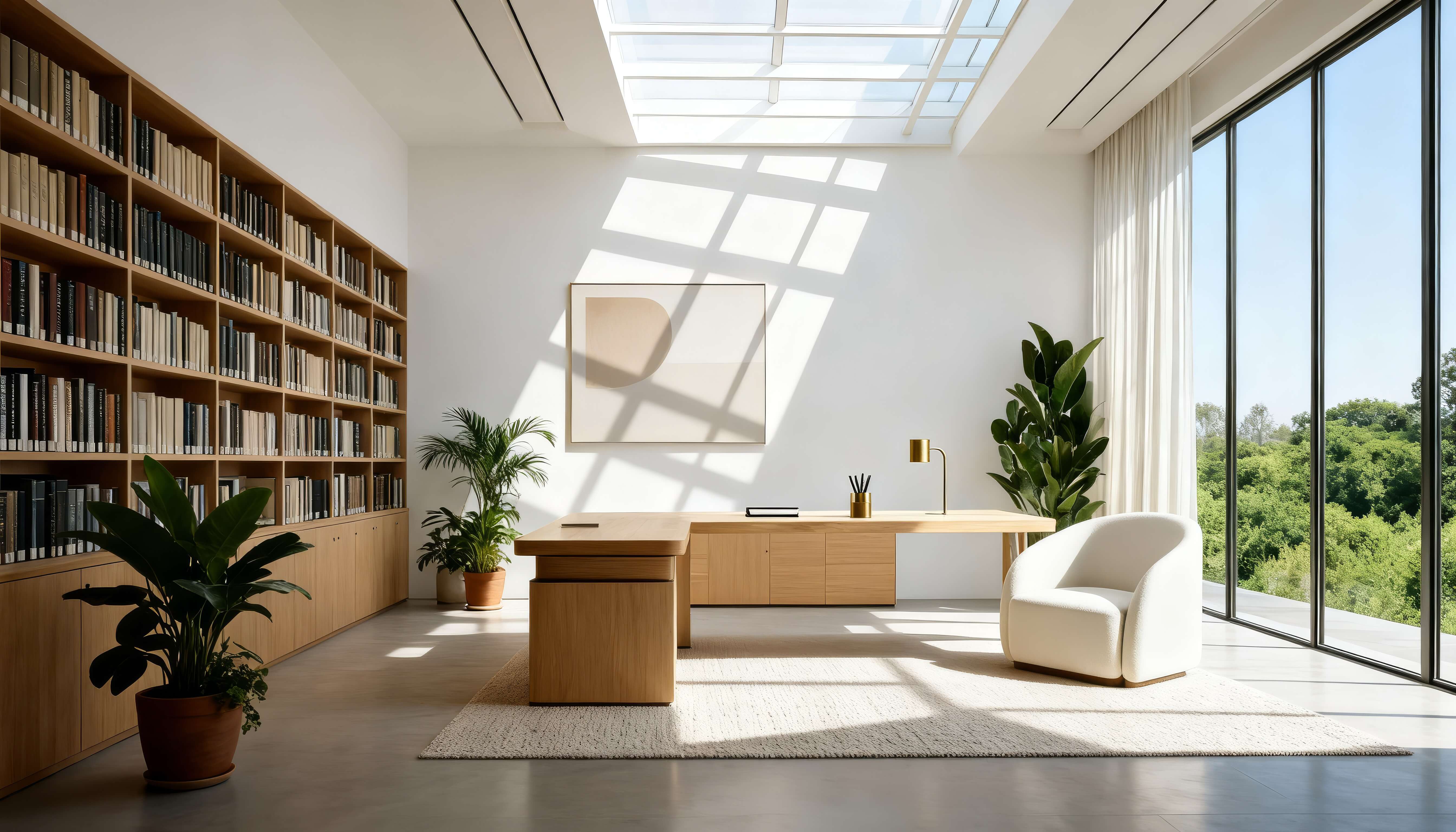 Bright open-plan coworking space with high ceilings and exposed structure