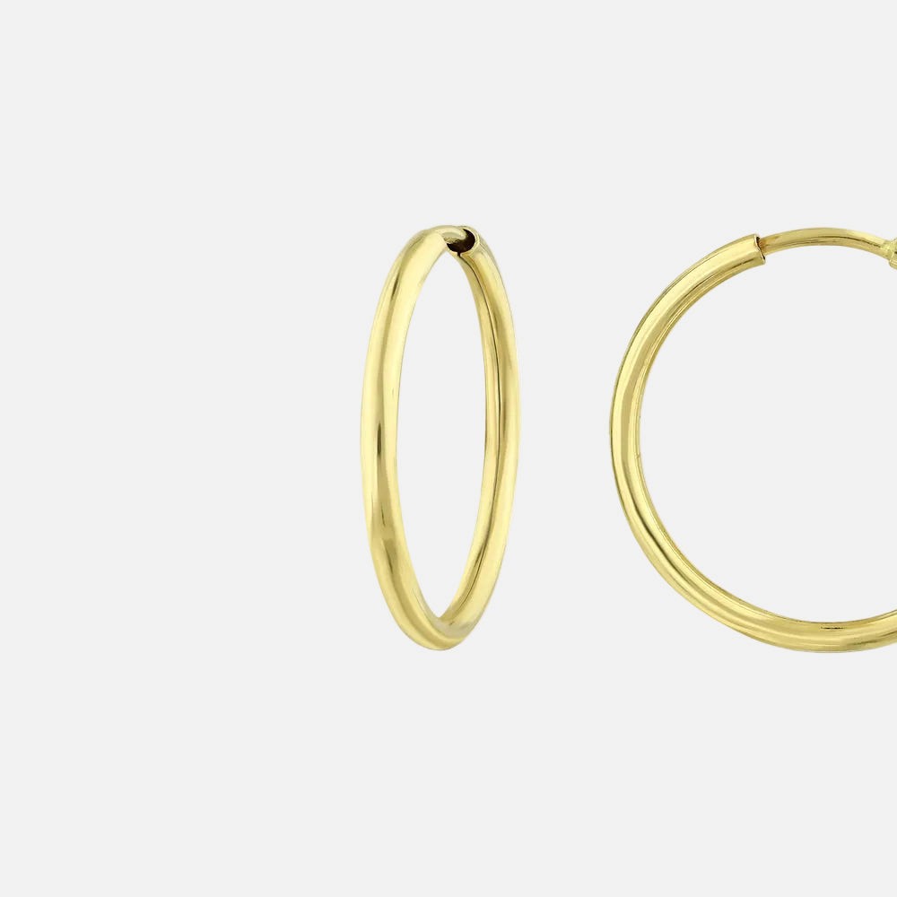 Assos Pırlanta 14 Ayar Sarı Altın 2 cm Halka Küpe