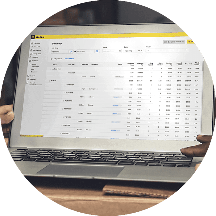 A laptop screen showing a spreadsheet