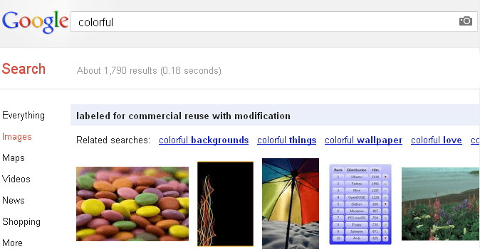 Screenshot with the Google Images search.