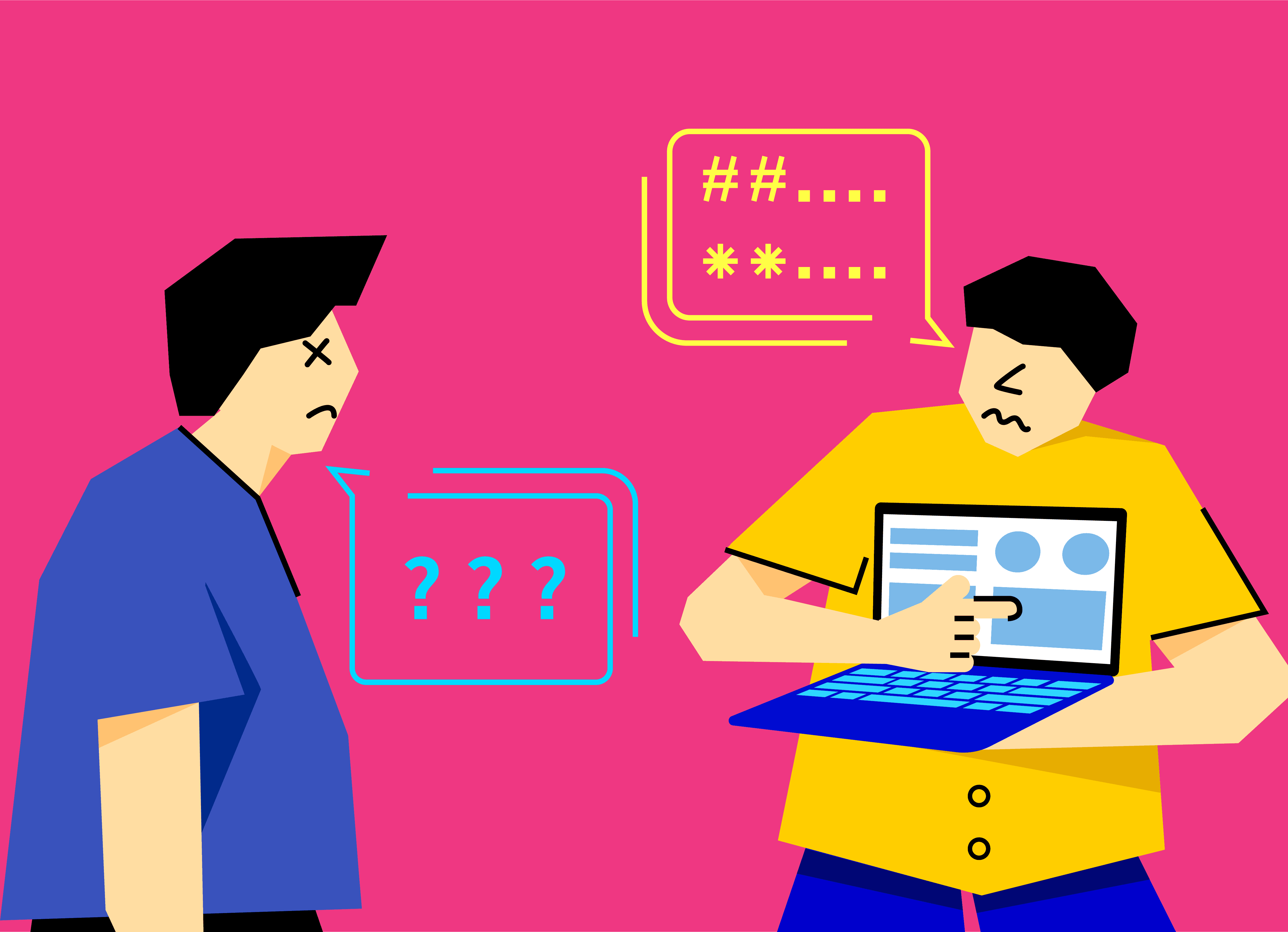 两人对话，表情各异